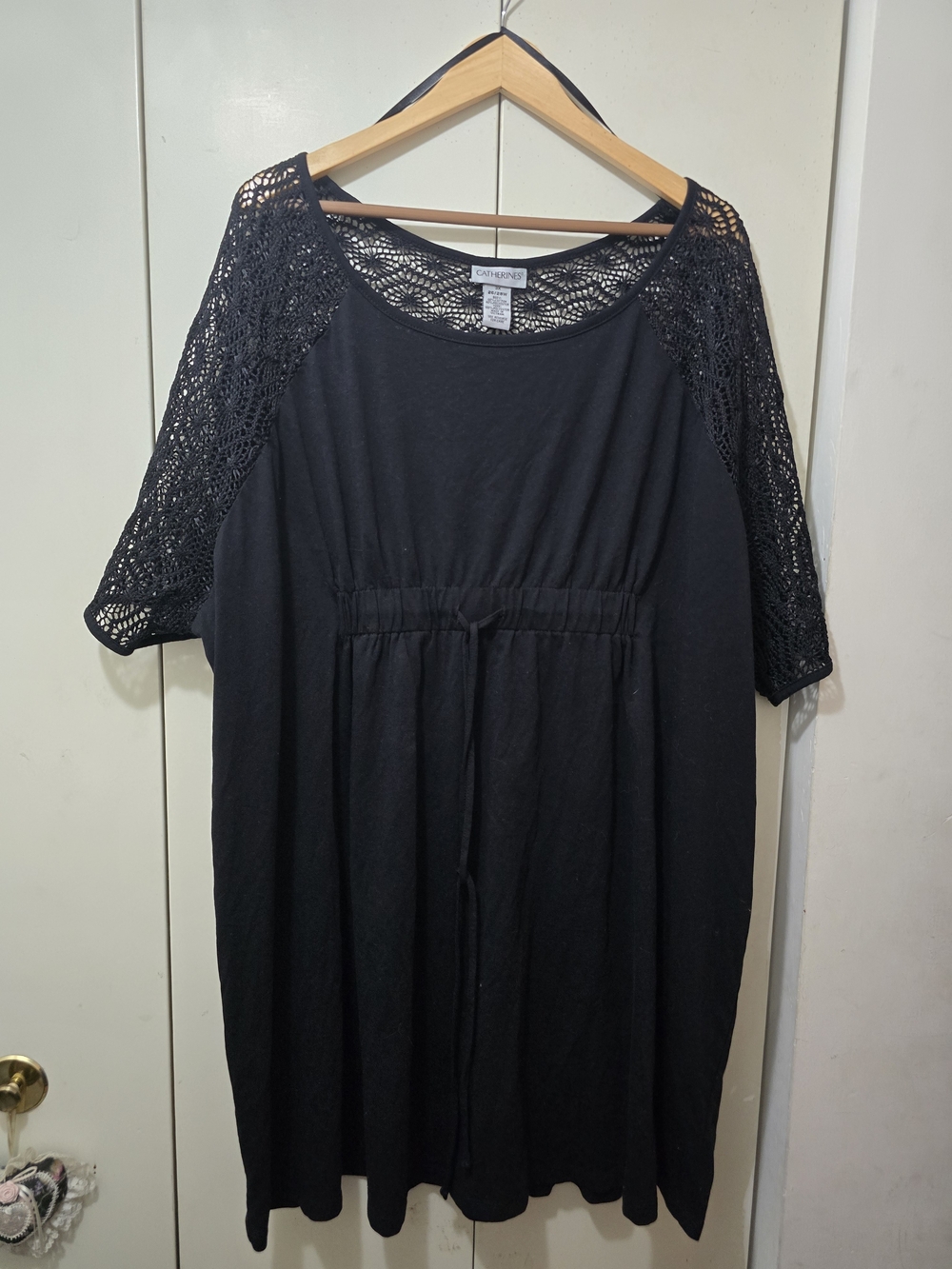 Catherines Black Crochet Sleeve Women’s Dress